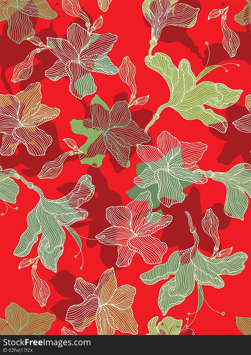 Seamless floral background. Easy to edit vector image. Ready to use as swatch.