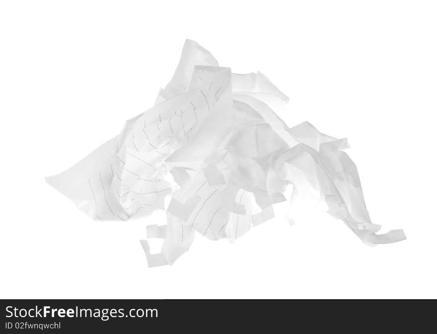 Crumpled sheet of paper isolated on the white background