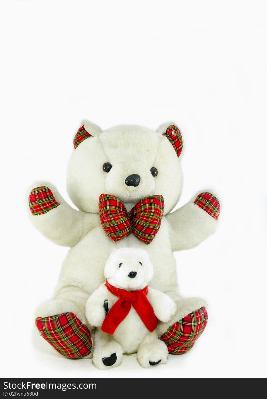 Teddy bear toy sitting on a white background