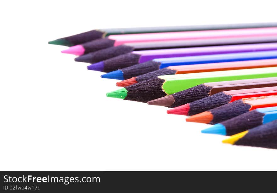 Color pencils isolated on white background