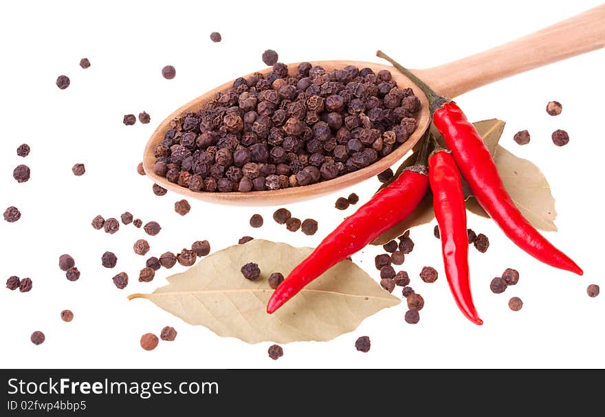 Spices in a wooden spoon