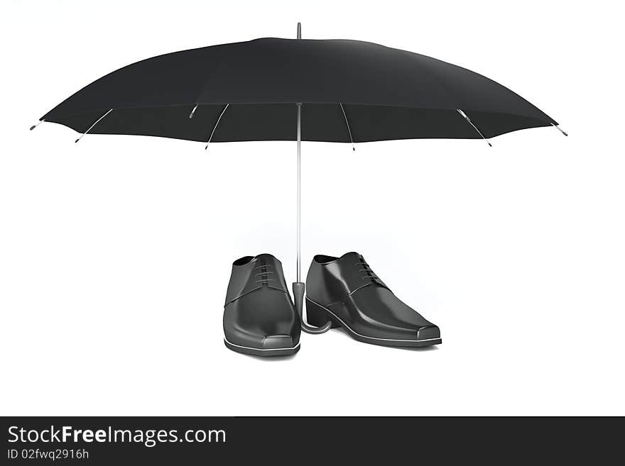 Men s shoes and umbrella