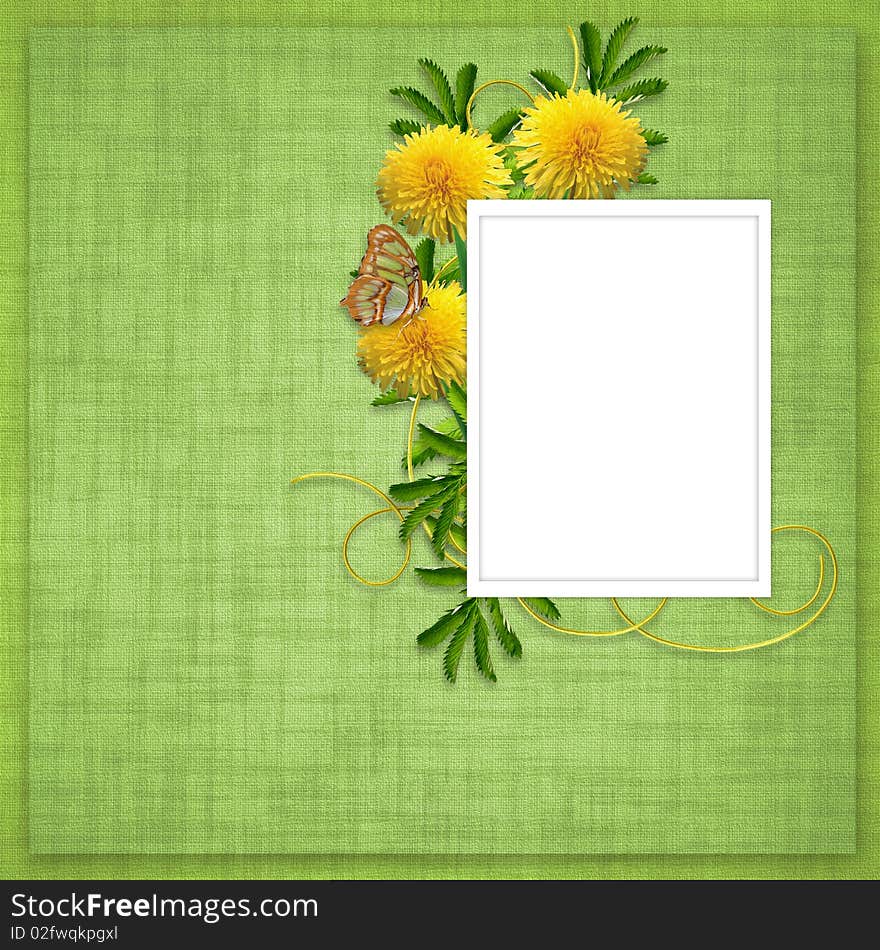 Card for invitation or congratulation with flowers on the abstract background