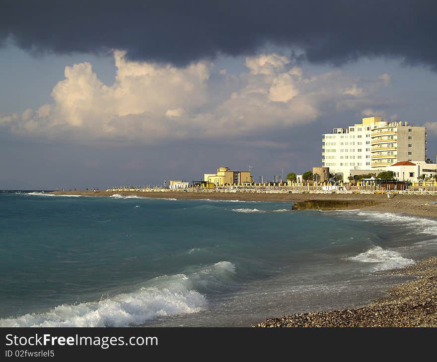 Rhodes town view, Aquarium - Rhodes island, Greece