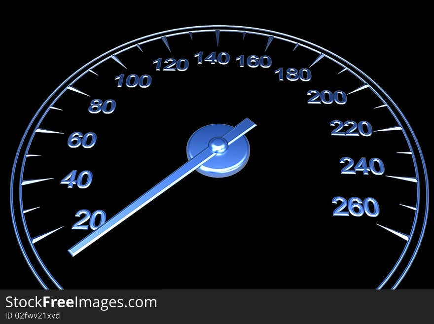 Speedometer. On black background. Computer Graphics