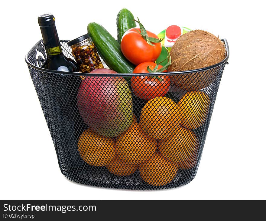 Basket full of fresh colorful vegetables