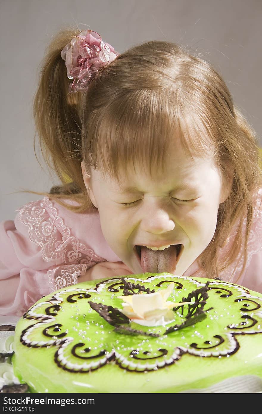 Girl is eating pie