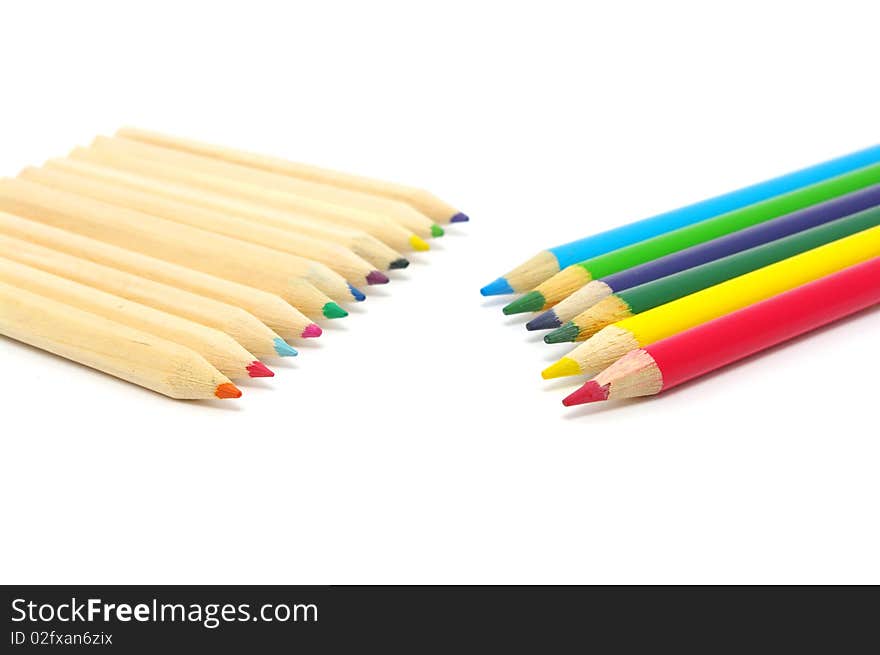 Color pencils isolated on a white background. Color pencils isolated on a white background