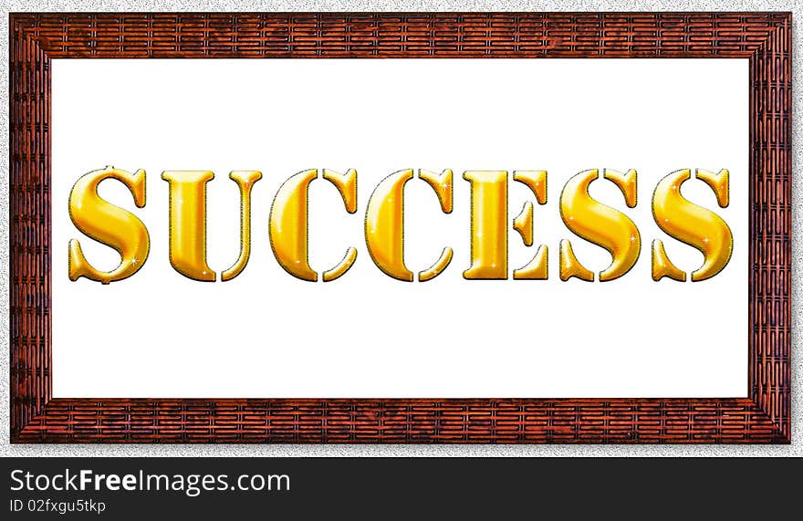 Gold word success in a frame. (frame-with clipping path.)