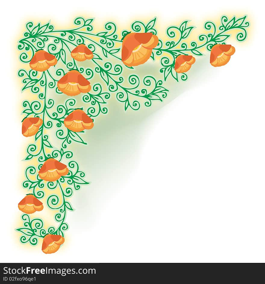 Refined floral vignette. Eau-forte color summertime swirl decorative illustration. Eau-forte EPS-10. Refined floral vignette. Eau-forte color summertime swirl decorative illustration. Eau-forte EPS-10.