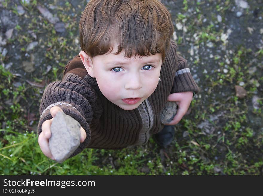 Blue eyes baby  looking up. Blue eyes baby  looking up