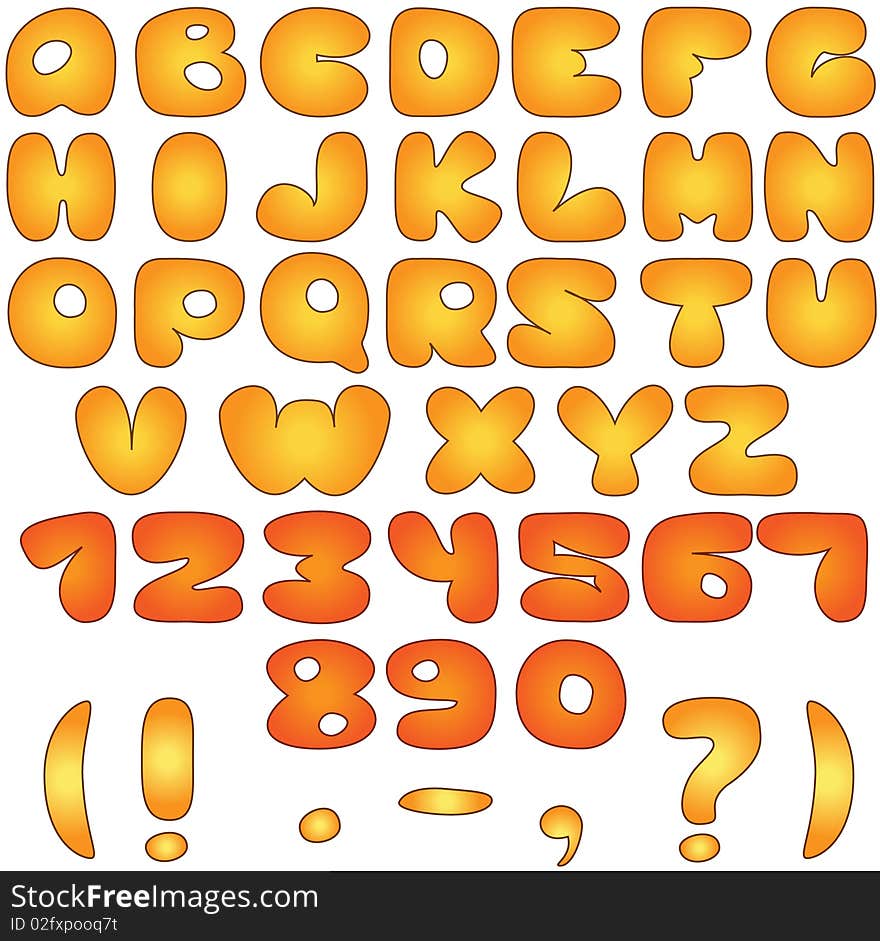 The original alphabet with numbers and punctuation marks