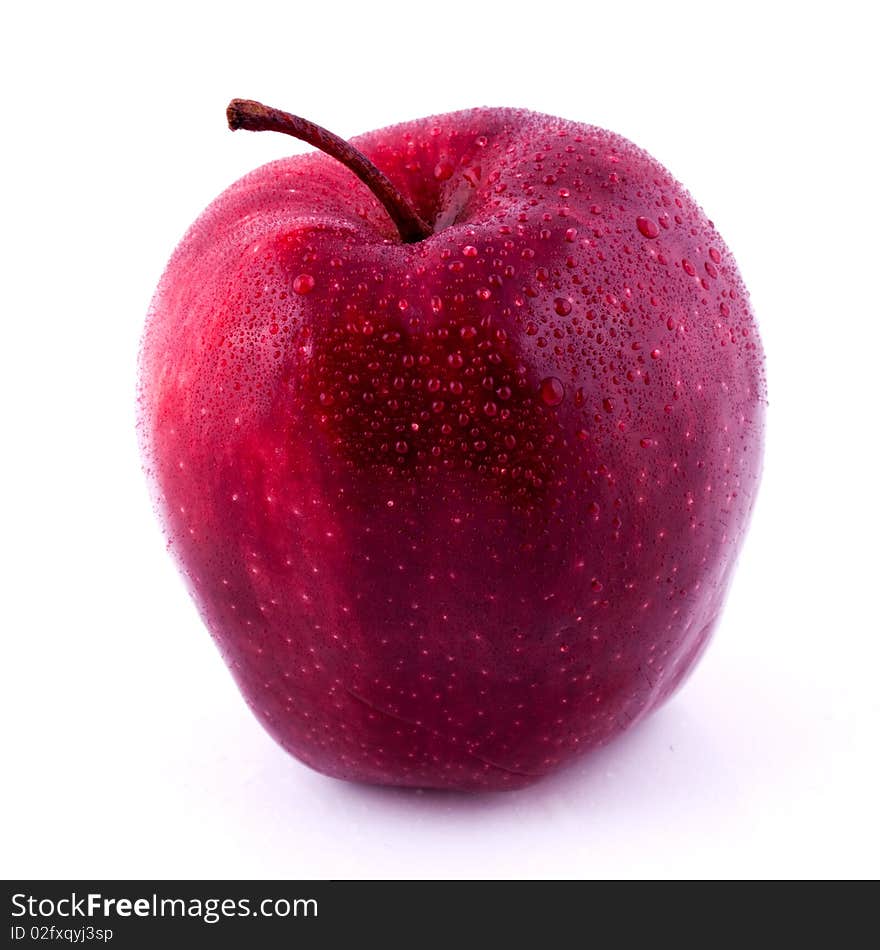 Red Apple With Condensation on Isolated White Background