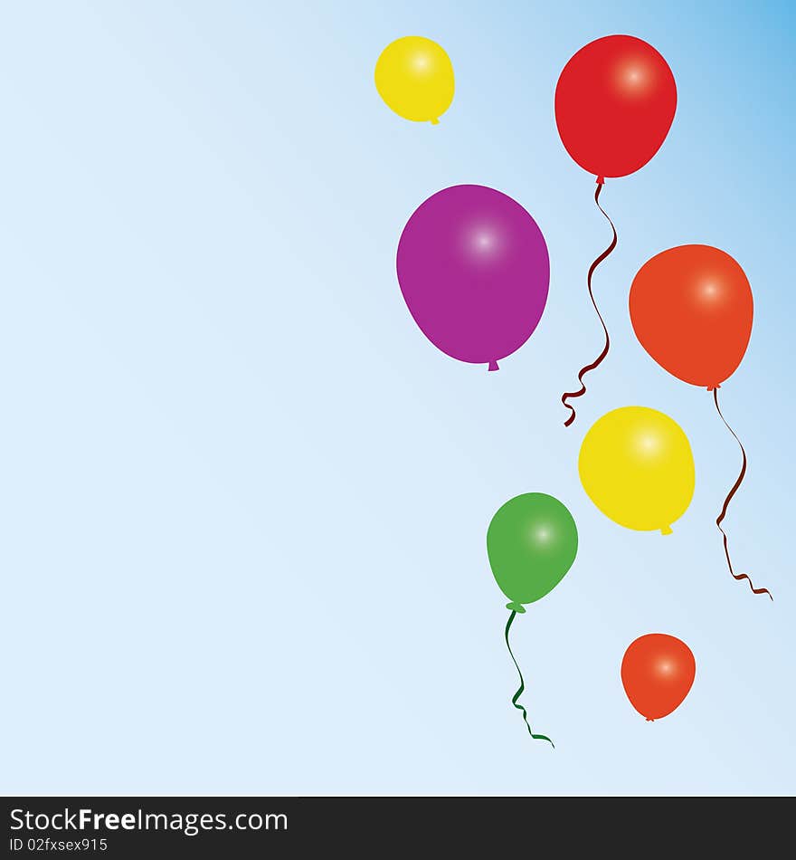 Colorful balloons isolated on white background. All elements of the image can be changed.