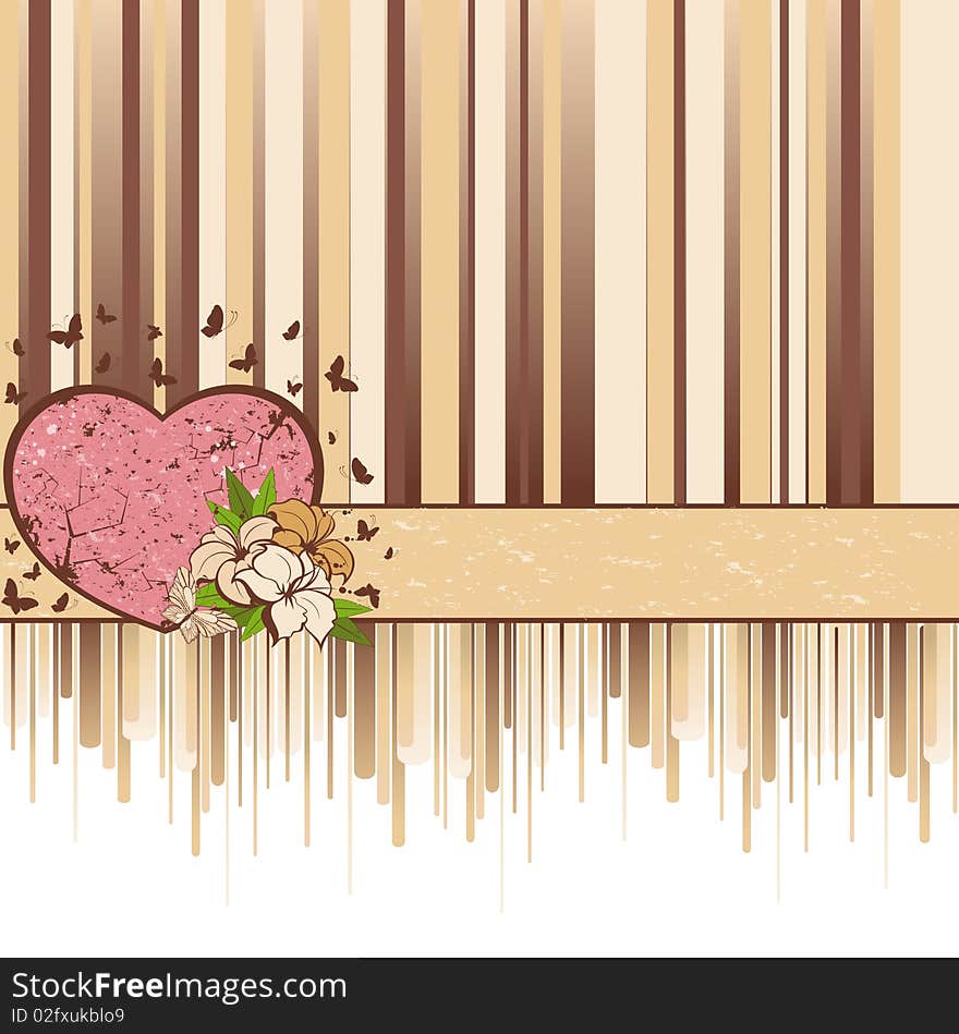 Background with heart and flowers