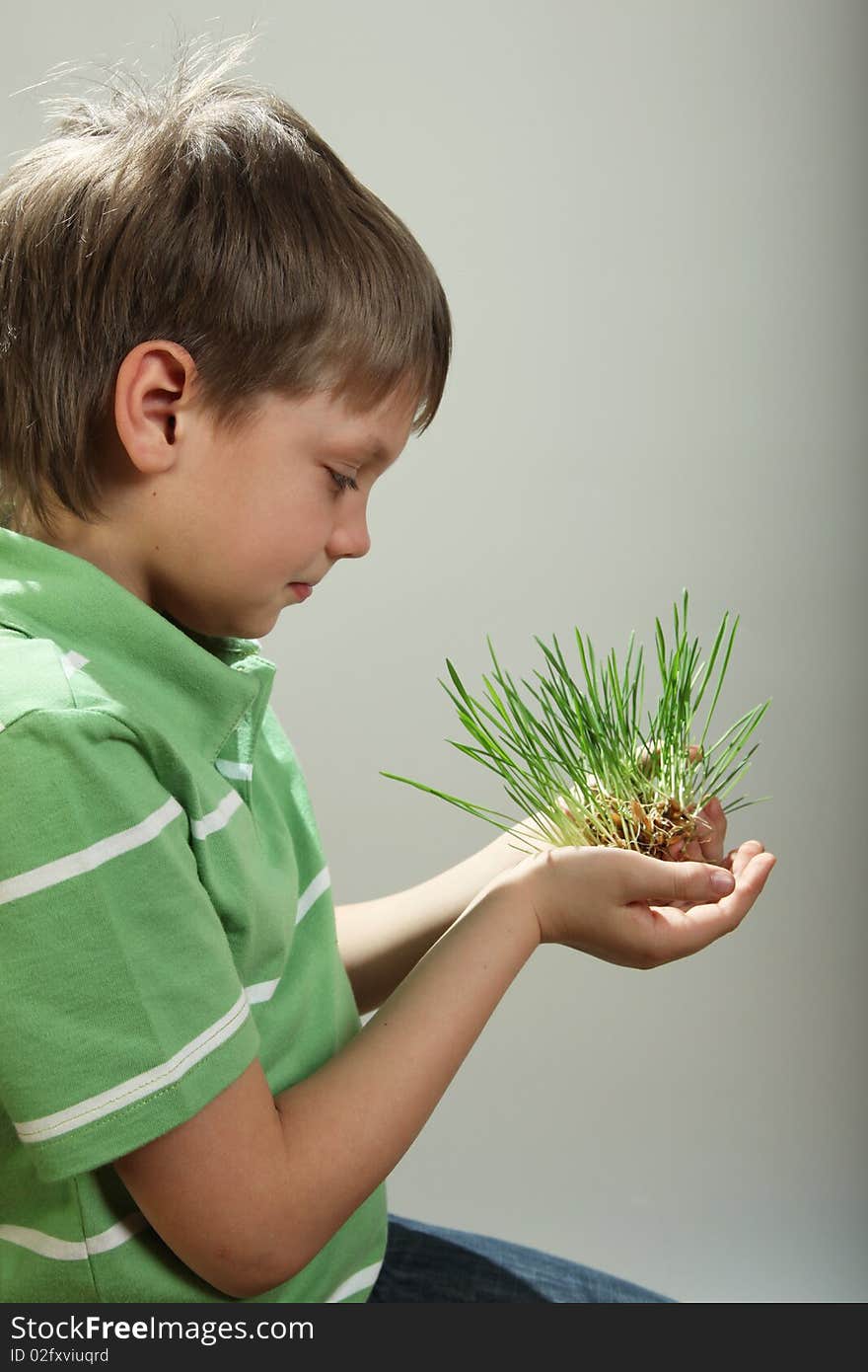 Boy with sprouts