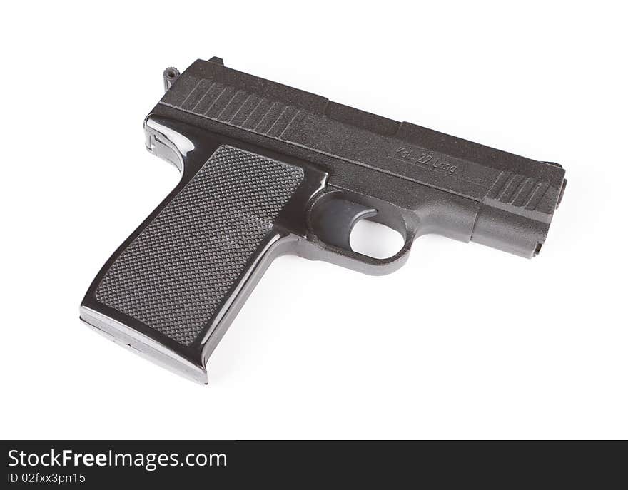 Closeup of pistol isolated over white background. Closeup of pistol isolated over white background