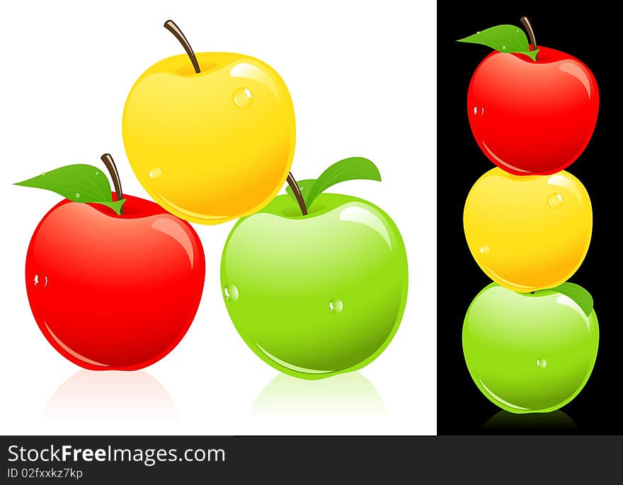 Apples three different colors