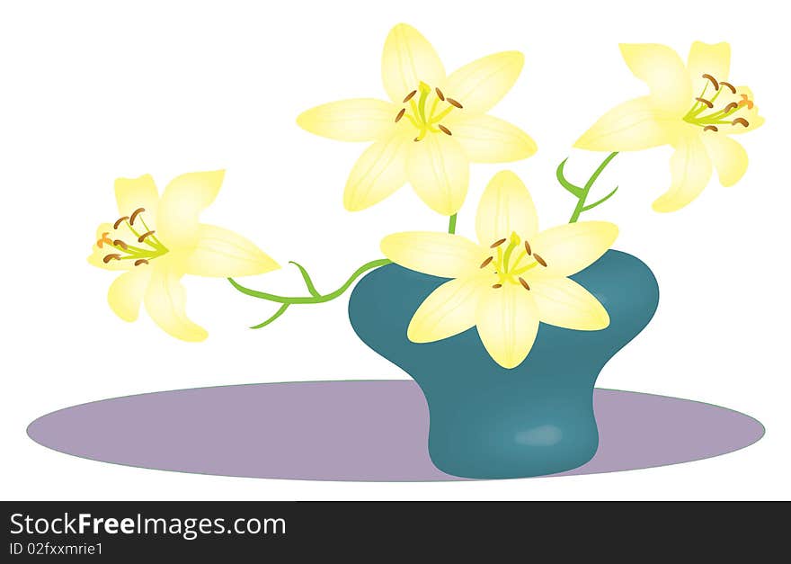 Light yellow lily with 3d vase.