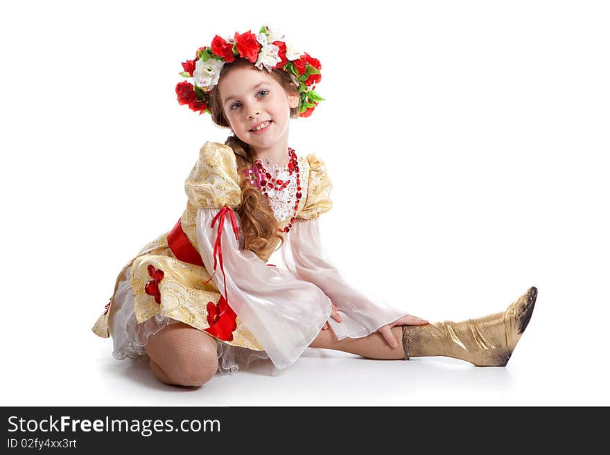 Sweet girl in Ukrainian national costume. Sweet girl in Ukrainian national costume