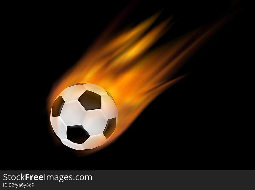 Football illustration made from real flames surrounding the flying football. Football illustration made from real flames surrounding the flying football