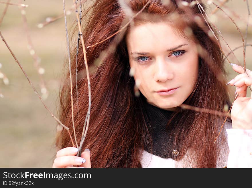 Closeup portrait of a beautiful young woman