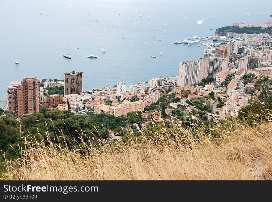 Panoramic view of the harbor in Monaco, Cote d'Azur, France. Panoramic view of the harbor in Monaco, Cote d'Azur, France