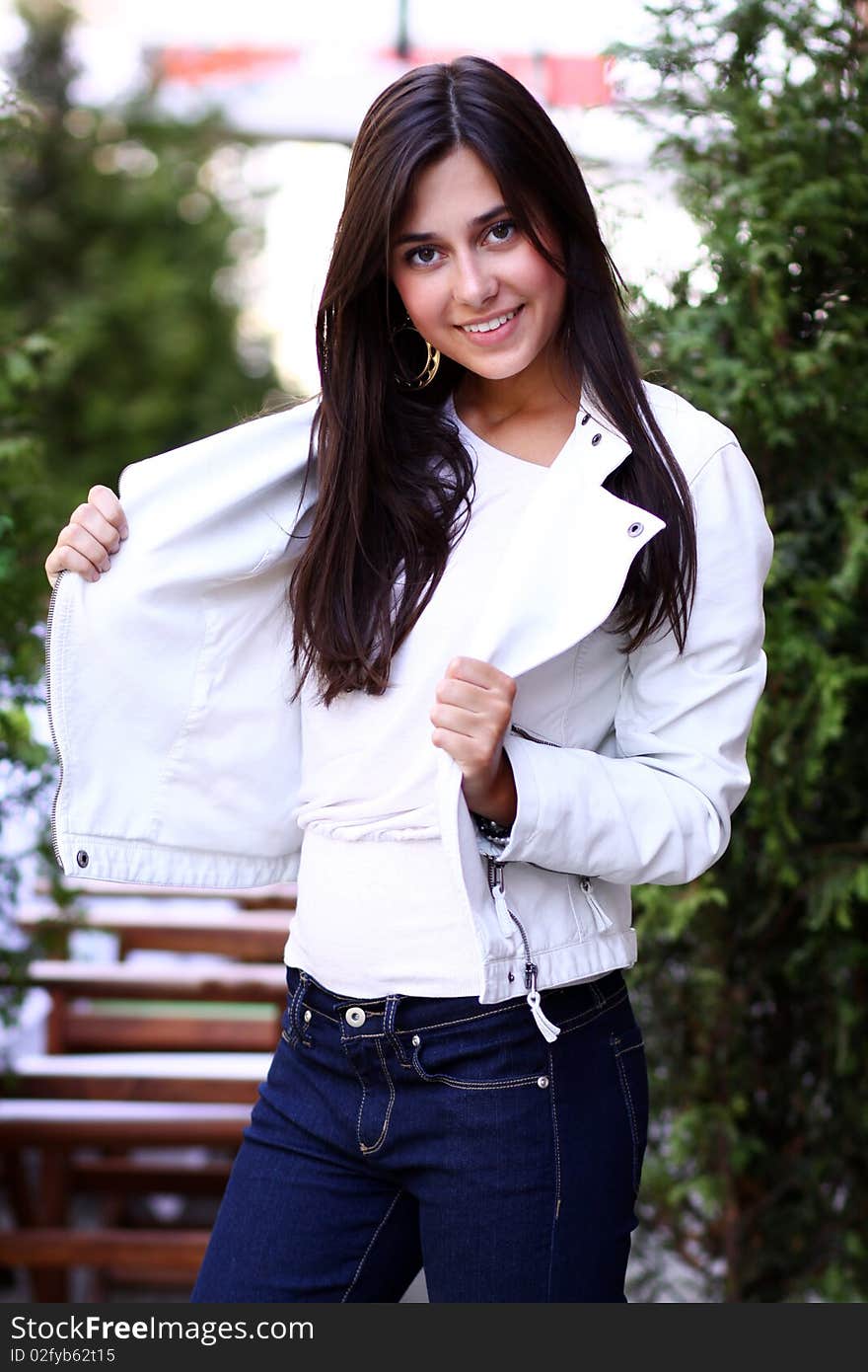 Closeup portrait of a beautiful young woman