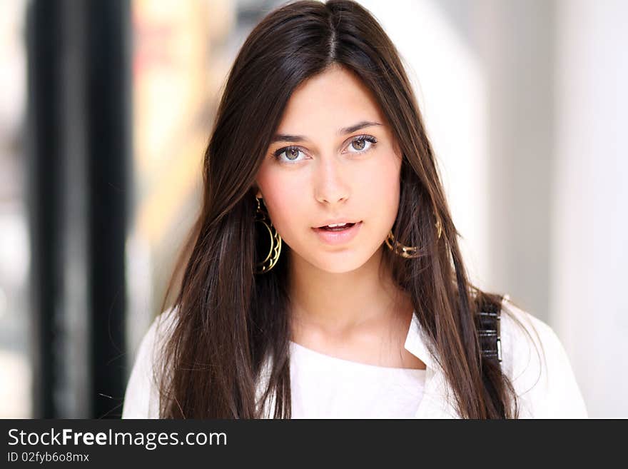 Closeup portrait of a beautiful young woman