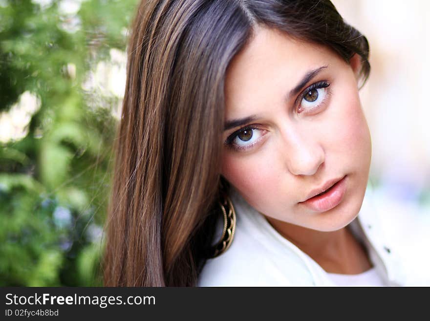 Closeup portrait of a beautiful young woman