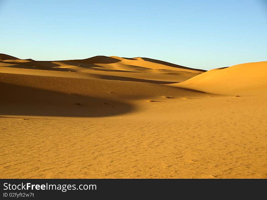 Sand sea in the desert of Libya, in Africa. Sand sea in the desert of Libya, in Africa