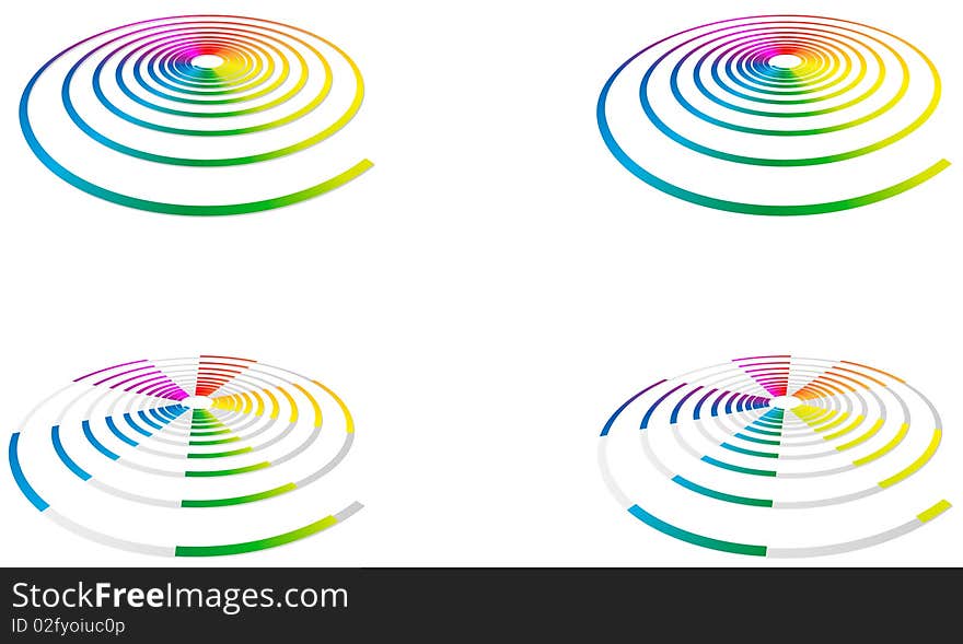 Rainbow spiral in four kinds