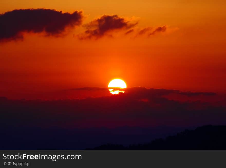 Sunrise take from okayama prefecture mountain. Sunrise take from okayama prefecture mountain