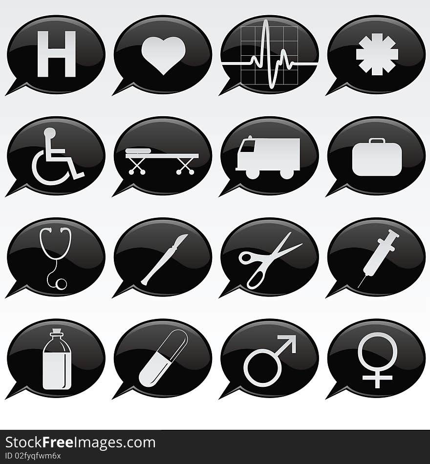 Collection of various medical icons