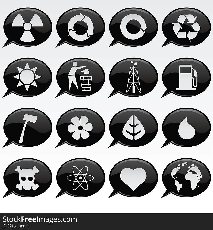 Collection of various environmental icons