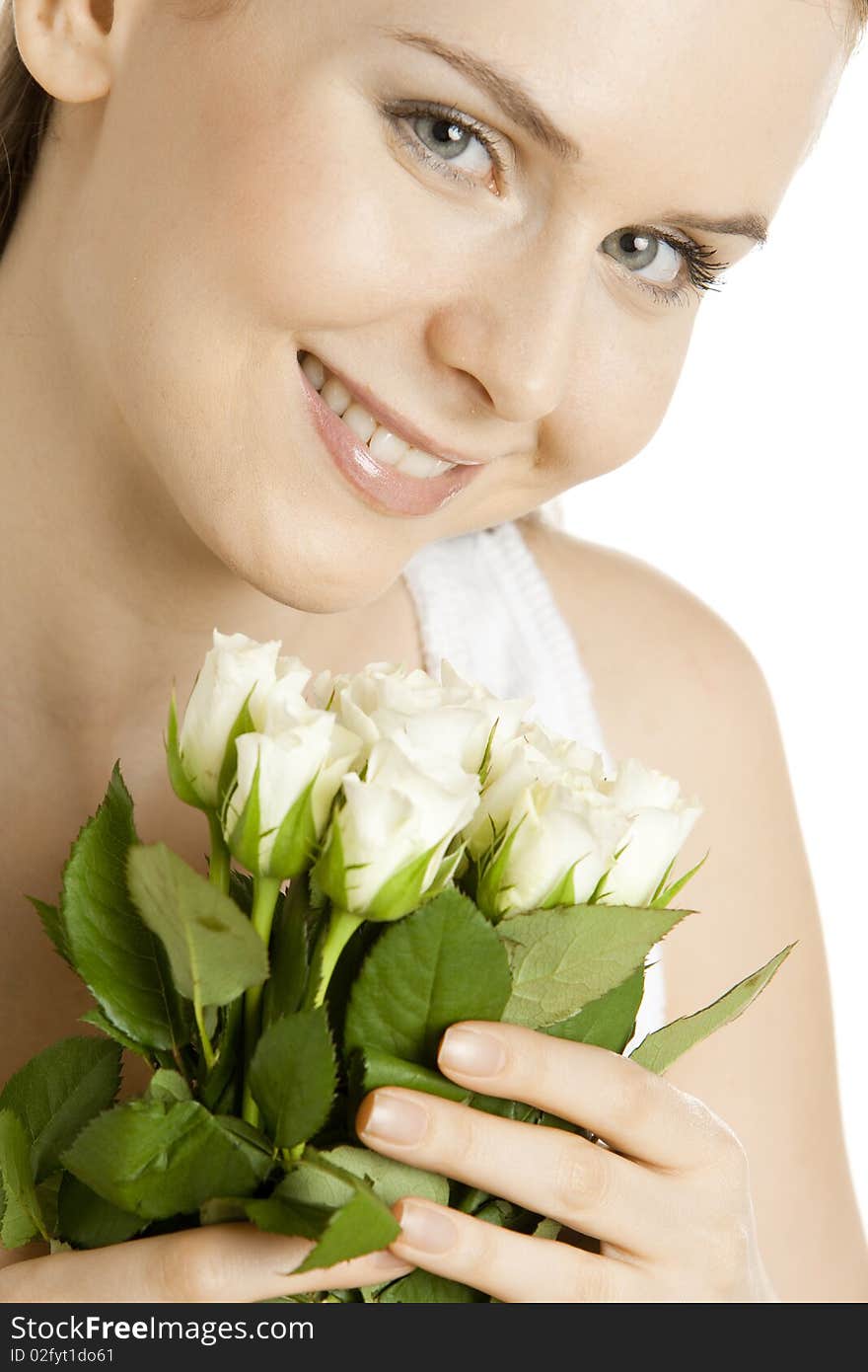 Portrait of woman with roses