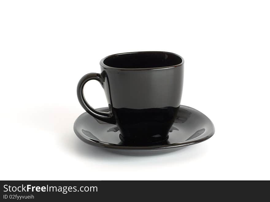 Black empty cup isolated on a white background. Black empty cup isolated on a white background