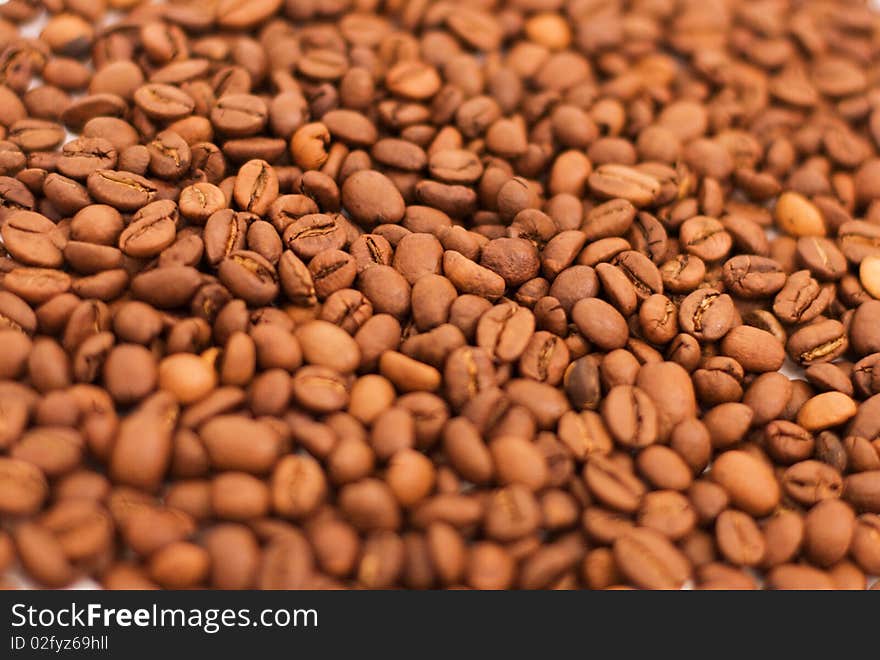 The background of coffee beans close up