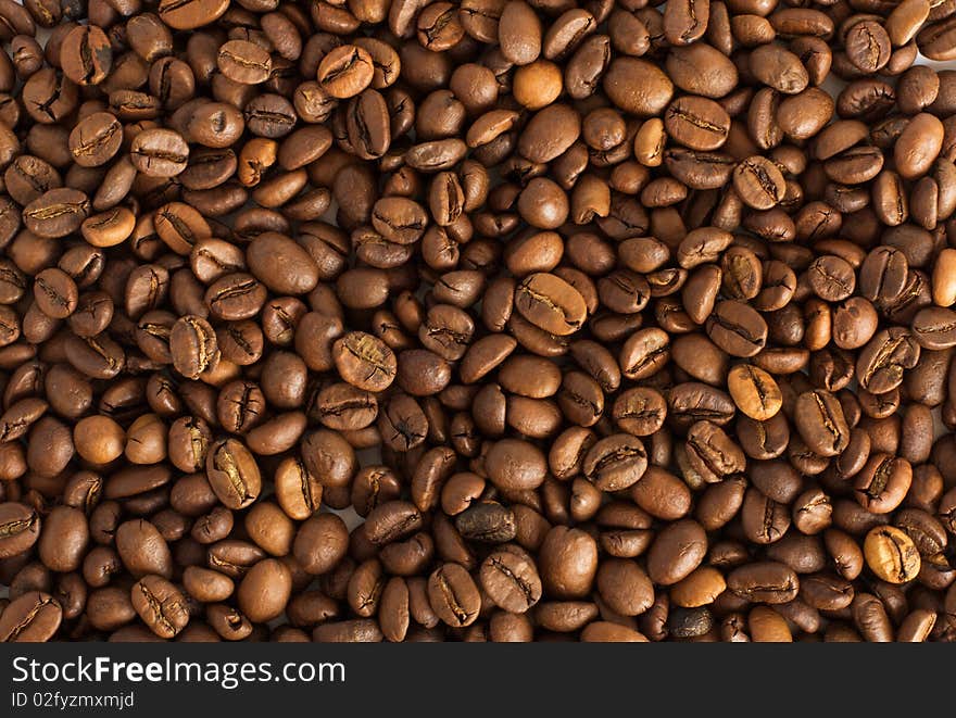 The background of coffee beans close up