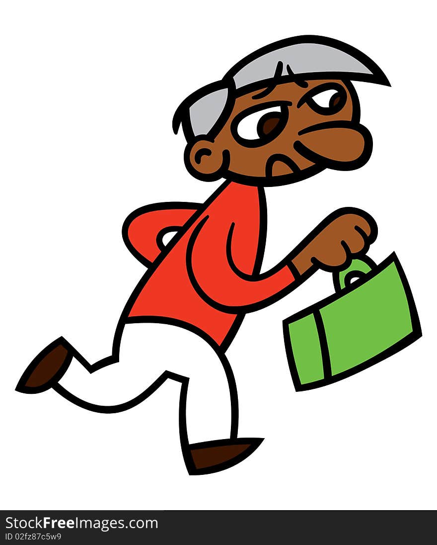 Vector illustration of a stressed out running business man carrying a briefcase and possibly late for a meeting. Vector illustration of a stressed out running business man carrying a briefcase and possibly late for a meeting