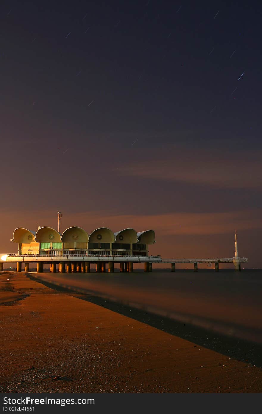 Restaurant on beach at night