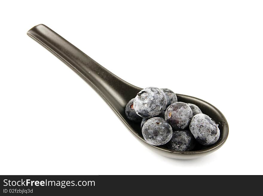 Frozen Blueberries on a Spoon