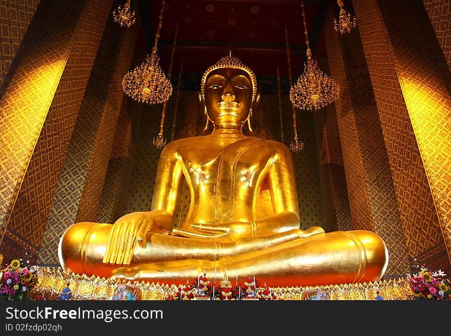 Huge buddha image in the temple. Huge buddha image in the temple