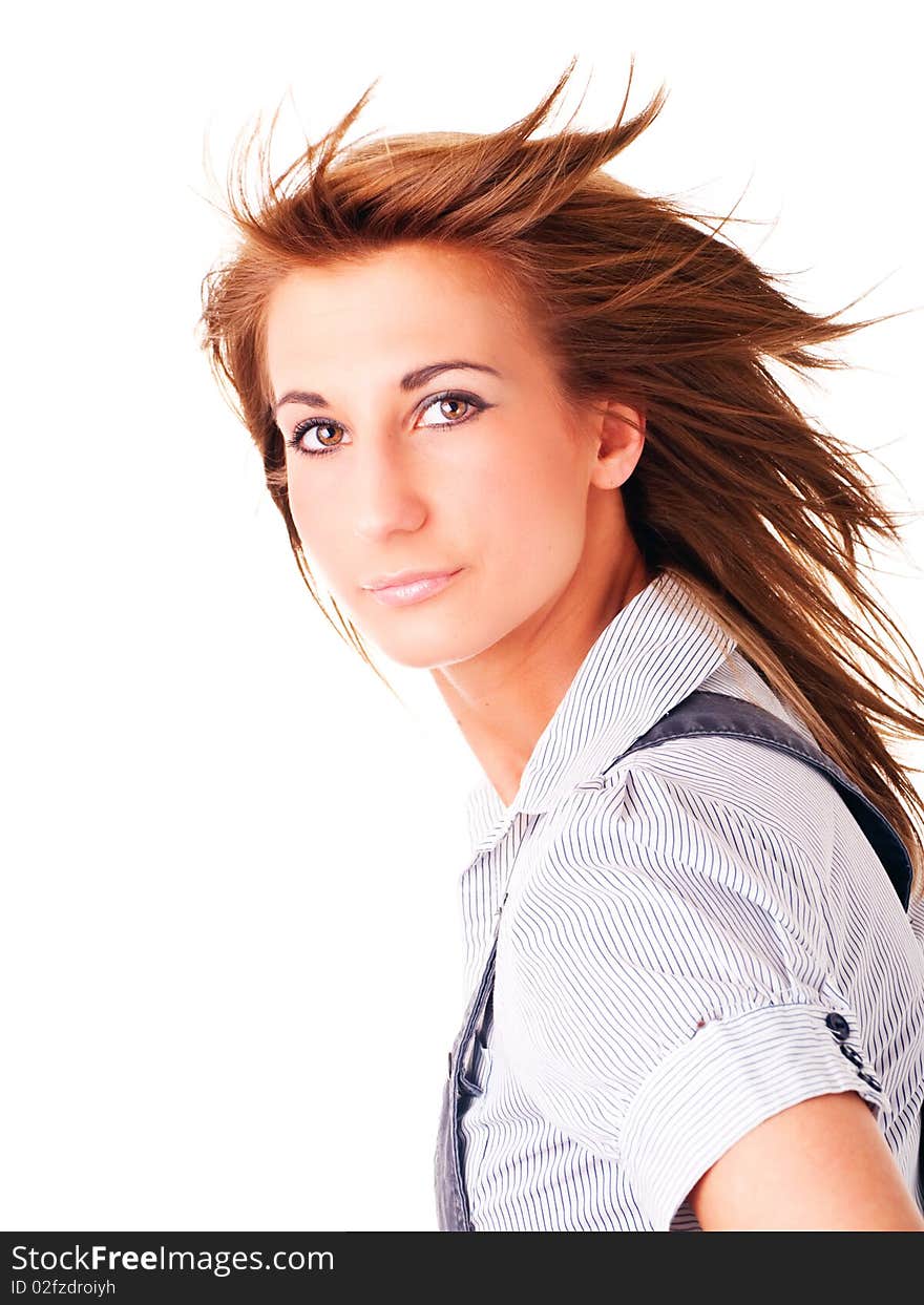 Young woman posing  isolated over white background. Young woman posing  isolated over white background