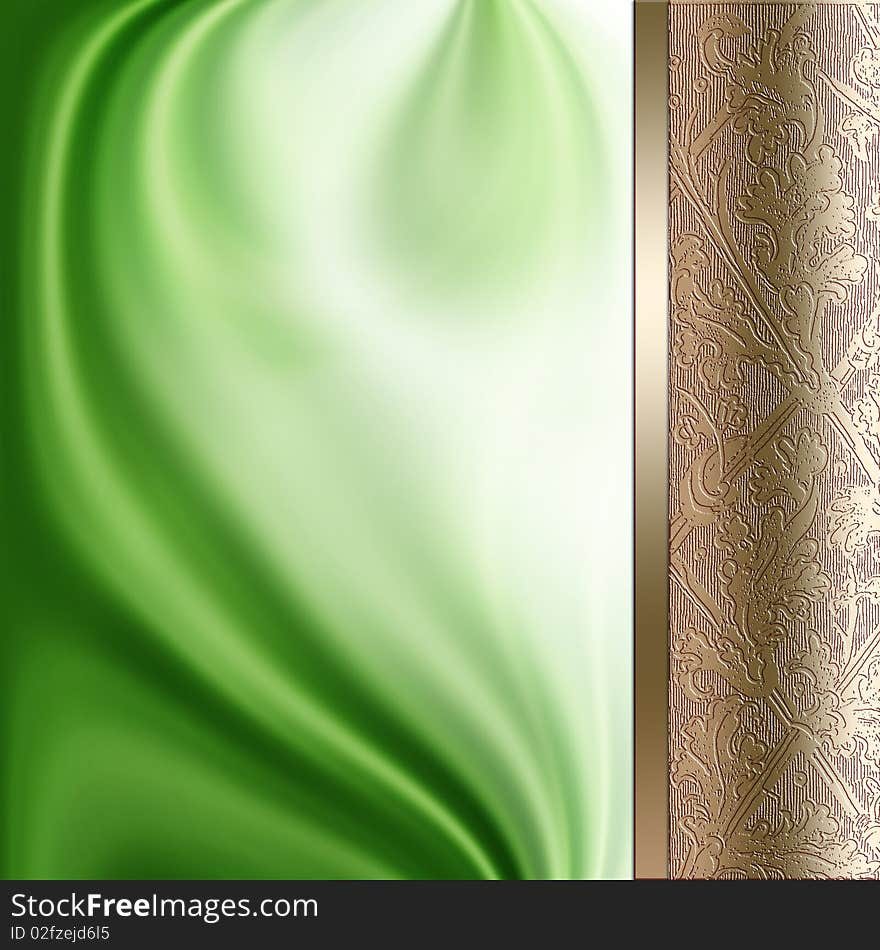 Abstract Green Background with Golden Motive