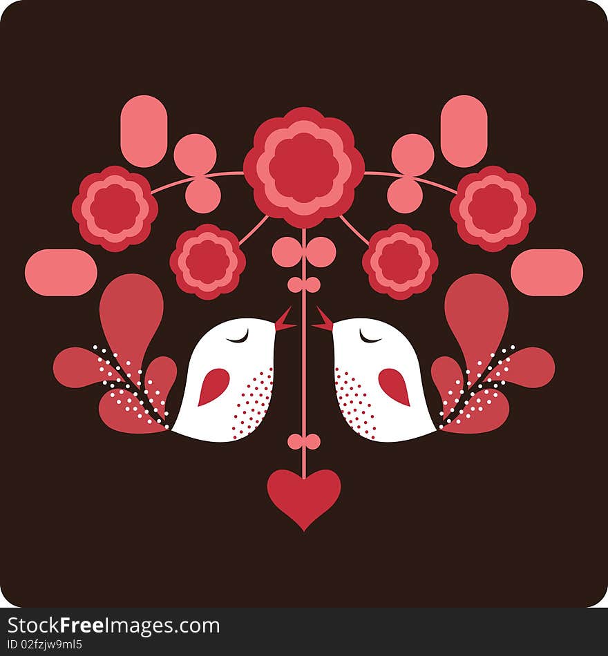 Vector illustration of bird love card