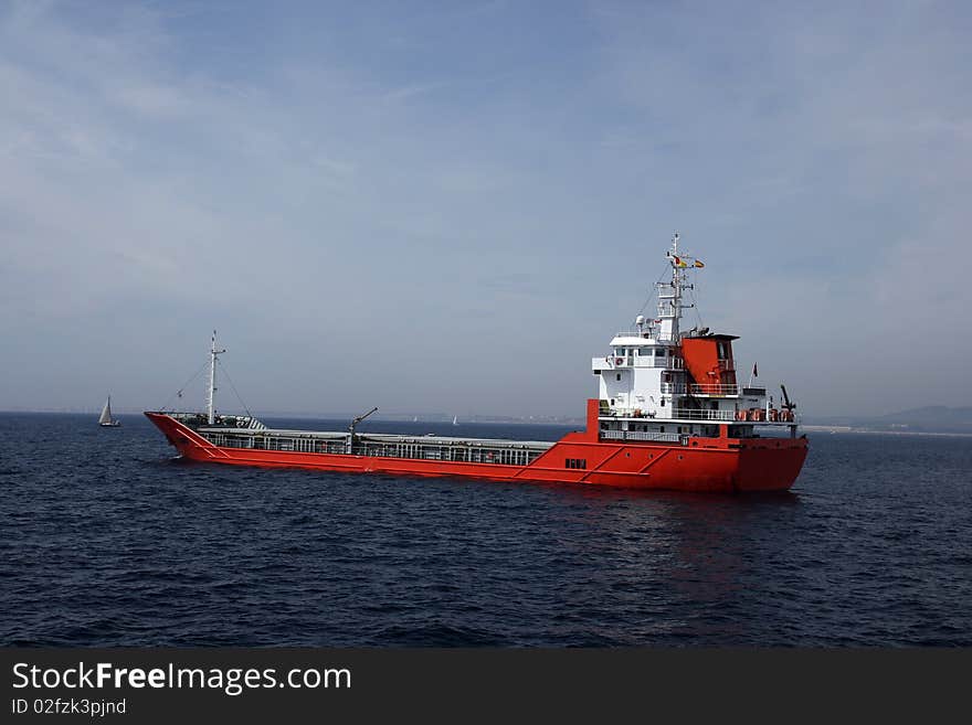 Cargo ship anchored