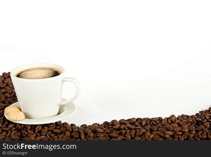 A cup of fresh coffee beans. A cup of fresh coffee beans