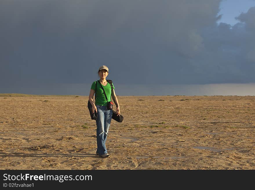 Lady in desert