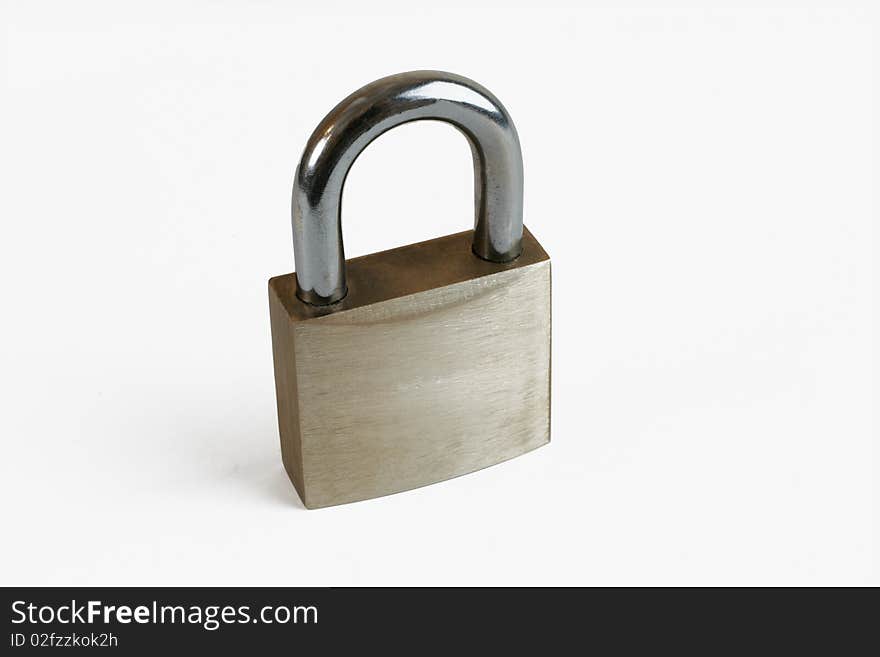 Stainless steel padlock isolated on white